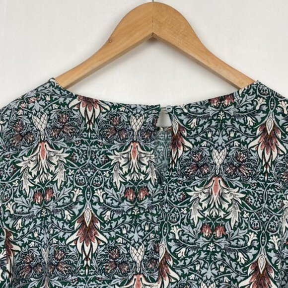 H&M x William Morris & Co 10 Floral Print Top Blouse Green Blue Burgundy - Picture 10 of 12